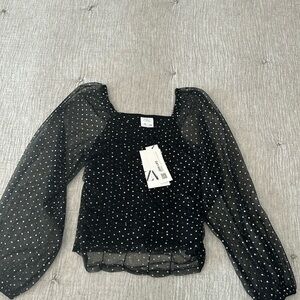 Zara Girls Size 10 Black Silver NWT Top